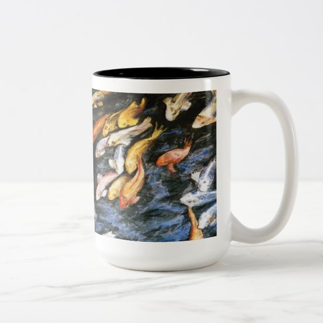 Taza Bicolor Koi Fish Pond Art Painting Mug (Derecha)