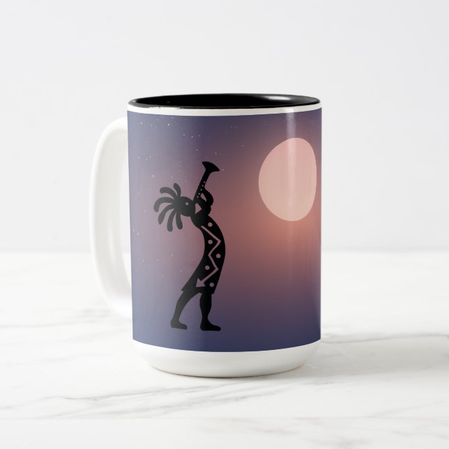 Taza Bicolor Kokopelli Coffee Mug nativo americano (Anverso izquierdo)