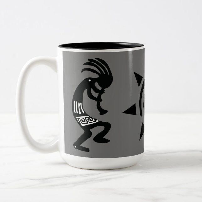 Taza Bicolor Kokopelli, estadounidense nativo, café de suroeste (Izquierda)