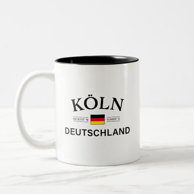 Taza Bicolor Koln (Colonia) Coordenadas Deutschland Alemán (Izquierda)