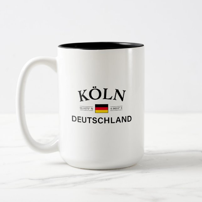 Taza Bicolor Koln (Colonia) Coordenadas Deutschland Alemán (Izquierda)