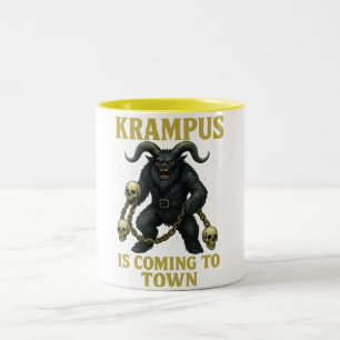 Taza Bicolor Krampus viene a la ciudad Krampus Navidad