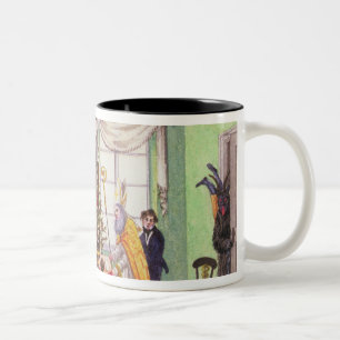 Taza Bicolor Krampus y San Nicolás del diario de Carl