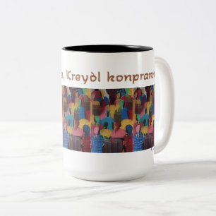 Taza Bicolor Kreyol Pale, Kreyol Konpran - Proverbio Haitiano