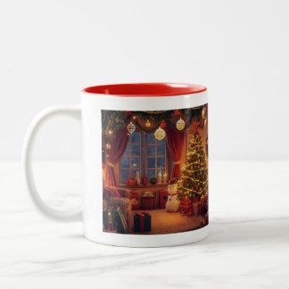 Taza Bicolor La acogedora sala de estar festiva de Navidad
