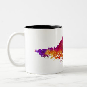Taza Bicolor La acuarela del Skyline de Chicago en blanco