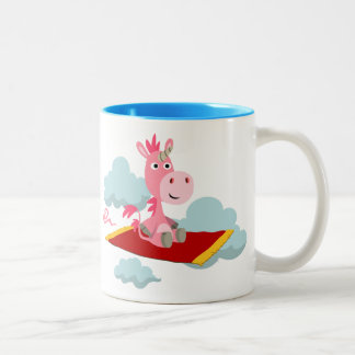 Taza Bicolor La alfombra mágica de unicornio de Personalizado l