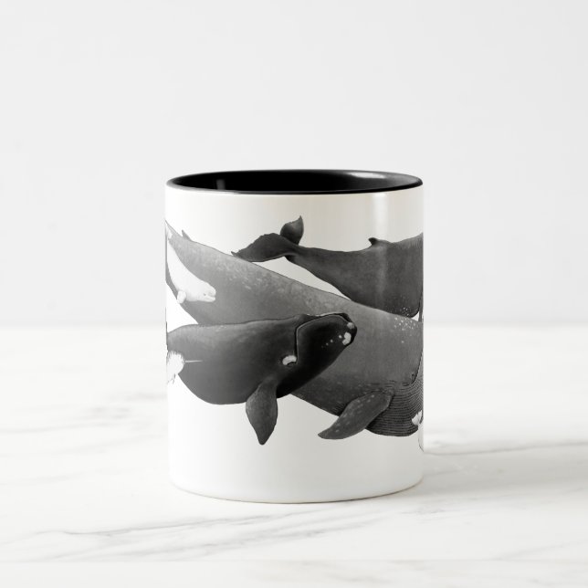 Taza Bicolor La Ballena De Ilustracion De Ballenas (Centro)