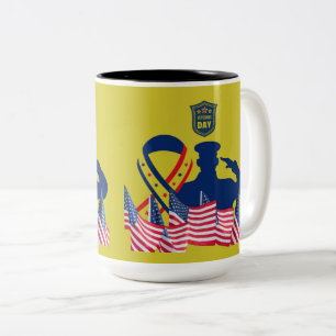 Taza Bicolor La bandera de honor verde amarillento