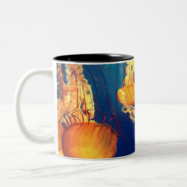 Taza Bicolor La bella vida marina: medusas doradas (Izquierda)
