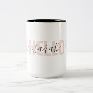 Taza Bicolor La Belleza Rosa Pastel Moderna Y Su Nombre