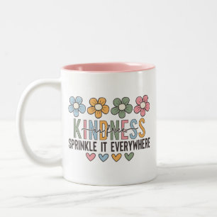 Taza Bicolor La bondad es gratis, cita positiva de la margarita