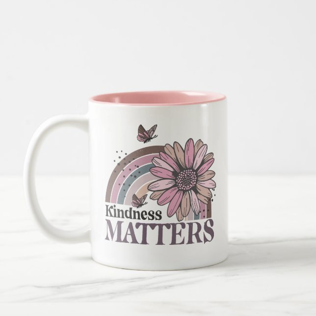 Taza Bicolor La bondad importa el mariposa retro Boho Arcoiris (Izquierda)