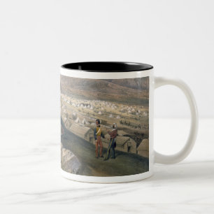 Taza Bicolor La caballería acampa, platea 'de Seat de la guerr