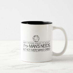 Taza Bicolor La Cita De Gandhi Tierra Proporciona Suficiente Pa