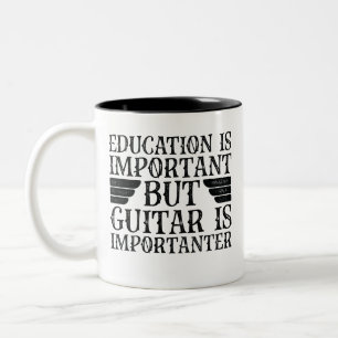 Taza Bicolor La Educación Es Importante Pero La Guitarra Es Imp
