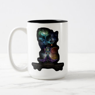 Taza Bicolor La Elegancia Del Retrato Fractal De Trilia
