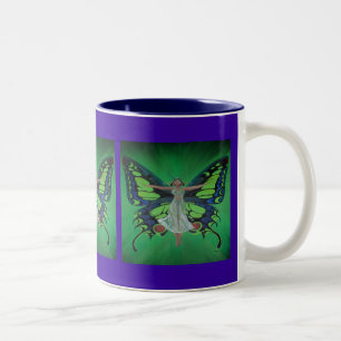 Taza Bicolor La era del Jazz Showgirl Flapper llevando alas de
