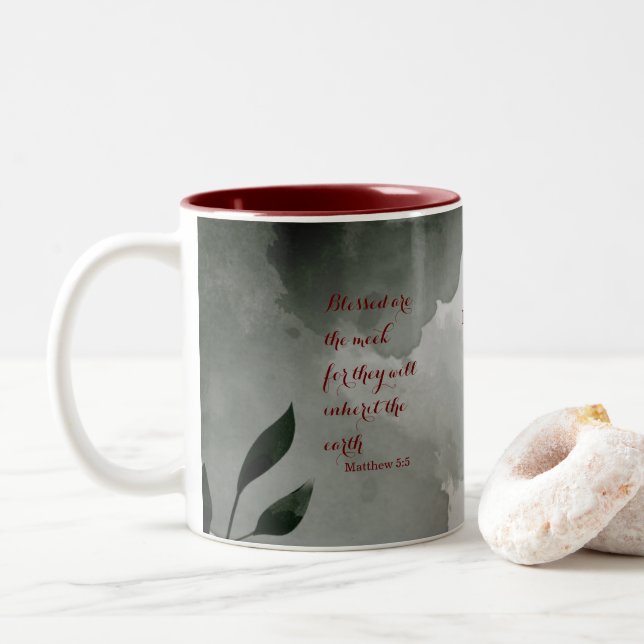 Taza Bicolor La Escritura de Beatitudes Verse 5:5 (Con donut)