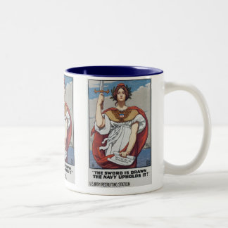 Taza Bicolor La espada está dibujada, la marina la sostiene