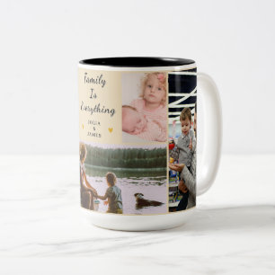 Taza Bicolor La familia lo es todo - Personalizado de 5 fotos p