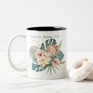 Taza Bicolor La felicidad florece dentro del café Mug