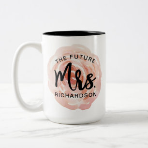 Taza Bicolor La futura Sra. Watercolor Floral Mug