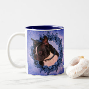 Taza Bicolor La guerra floral de Boston Terrier Personalizada