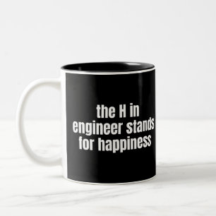 Taza Bicolor La H En Ingeniero Significa Felicidad Divertida