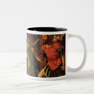 Taza Bicolor La imagen de la adoración de unos de los reyes
