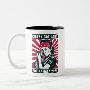 Taza Bicolor La Loca Dama De Gato De Kamala 2024