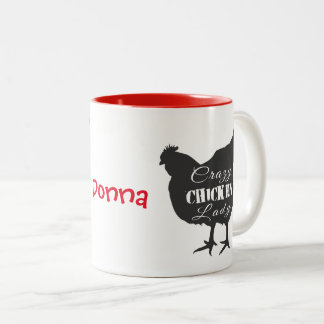 Taza Bicolor La loca dama de pollo