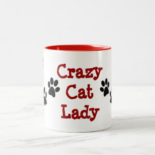Taza Bicolor La loca dama del gato Pawprints el café Mug