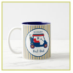Taza Bicolor La Marina y el Golf Rojo Mejor Papá Personalizado<br><div class="desc">Este mejor papá personalizado de la marina y el tazón rojo (con algunos toques de oro) — con un tema de golf y un conjunto elegante de rayas para coincidir con el carro — es personalizado con un monograma y un nombre. Brillante y alegre un gran regalo para recordarle a...</div>