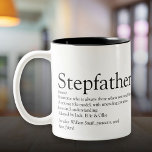 Taza Bicolor La mejor definición de padrastro del mundo<br><div class="desc">Personaliza a tu padrastro especial,  padrastro o papi para crear un regalo único para el día del padre,  cumpleaños,  Navidades o cualquier día que quieras mostrar lo que significa para ti. Una manera perfecta de mostrarle lo increíble que es cada día. Diseñado por Thisisnotme©</div>