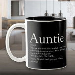 Taza Bicolor La mejor definición de tía del mundo: negro<br><div class="desc">Personaliza a tu tía o tía para crear un regalo único. Una manera perfecta de mostrarle lo increíble que es cada día. Diseñado por Thisisnotme©</div>
