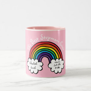 Taza Bicolor La mejor madrastra, la madrastra, rosa arcoiris