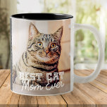 Taza Bicolor La mejor madre del gato que haya sido Personalizad<br><div class="desc">Este diseño simple y clásico se compone de tipografía de la serif y agrega una foto personalizado</div>