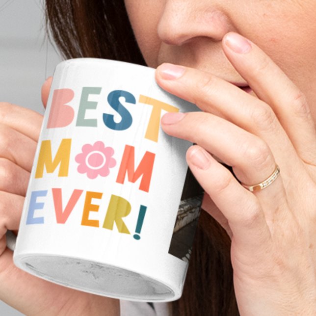 Taza Bicolor La mejor madre, foto moderna del Día de la Madre M (Best mom ever modern photo Mother's Day Mug)