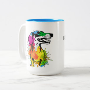 Taza Bicolor La mejor mamá de Dachshund Cute Wiener personaliza