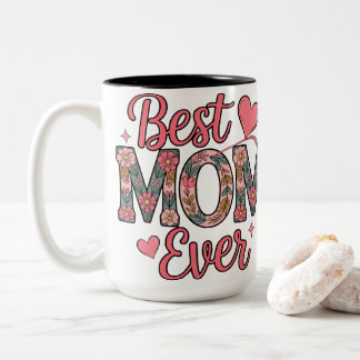 Taza Bicolor La Mejor Mamá del Mundo Tipografía Floral Día de l