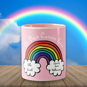 Taza Bicolor La Mejor Prima de Todos los Tiempos Rosa Arcoíris