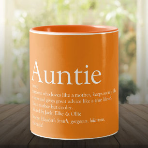 Taza Bicolor La mejor tía del mundo, definición de tía naranja