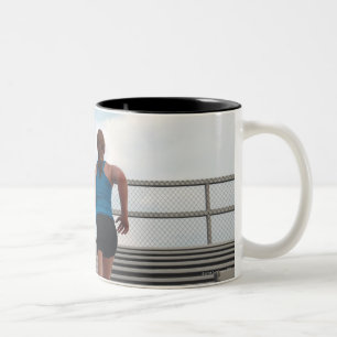 Taza Bicolor la mujer joven que corre para arriba camina