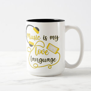 Taza Bicolor La música es mi lenguaje amoroso frase romántica