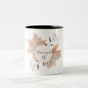 Taza Bicolor La naturaleza iluminada beige deja a Mug