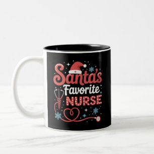 Taza Bicolor La Navidad de la enfermera favorita de Santa 