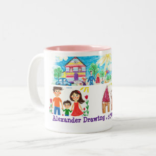 Taza Bicolor La obra de arte de la escuela de su hijo en esta t