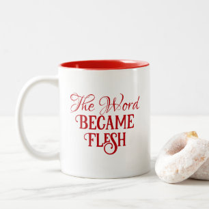Taza Bicolor La palabra se convirtió en Navidades de carne, bib