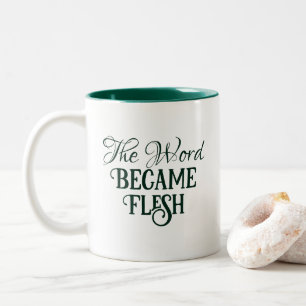 Taza Bicolor La palabra se convirtió en Navidades de carne, bib